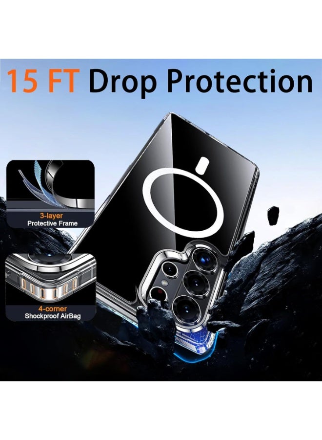 كيس حافظة حماية مغناطيسية لموبايل سامسونج جالاكسي S26 الترا  مع واقي عدسة الكاميرا متوافق مع ماج سيف جراب مضاد للصدمات لهاتف جالاكسي S26 الترا، شفاف - Image 4